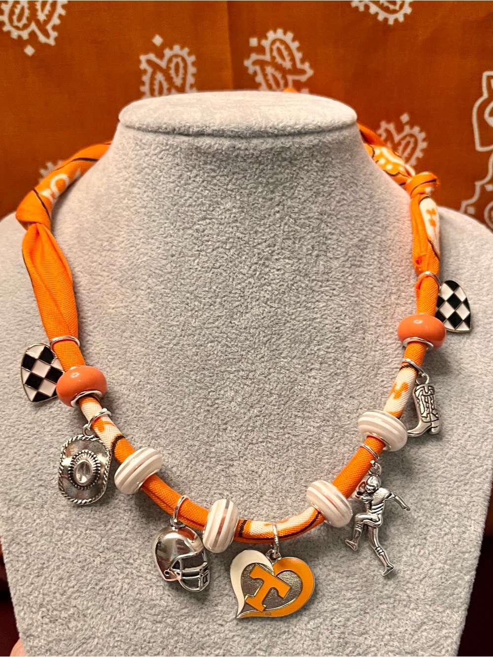 University of Tennessee Bandana Charm Necklace, VOLS, Volunteers